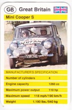 Vintage 1960's Austin Mini Cooper S Rally Car Playing Card