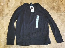 New Womens Active Life Black Sweatshirt Shirt Long Sleeved Small S