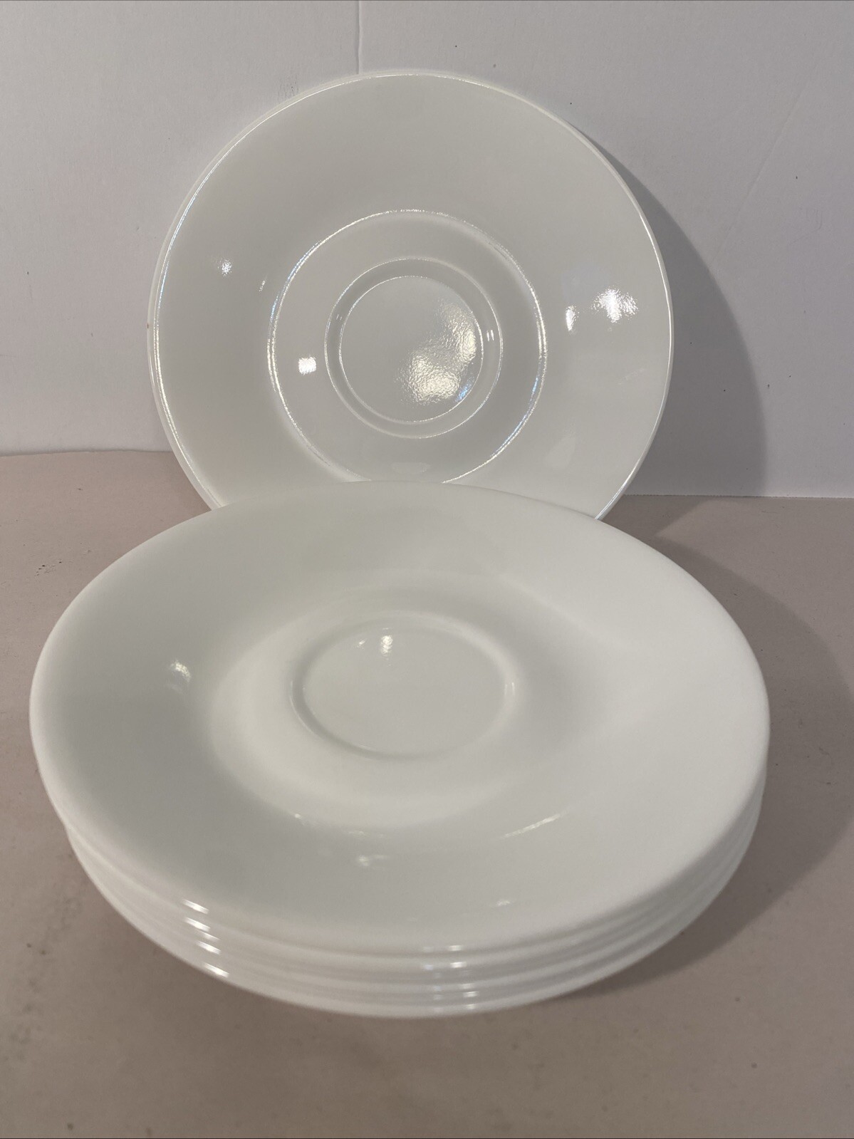 Corelle Winter Frost White Glass Saucers Plates Small Dish Set of 7 Corning