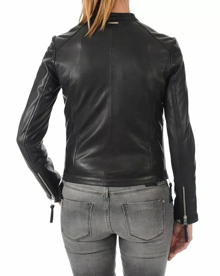 Women's Jacket Genuine Lambskin Soft Stylish Handmade Leather Motorcycle Biker - Image 3 of 4