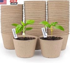 Peat Pots, 120 Pcs 4 Inch Seed Starting Pots with Drainage Holes round Nursery P