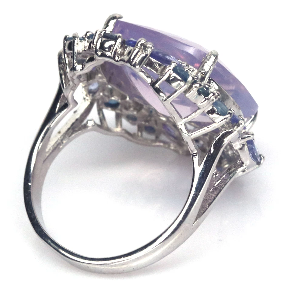 Anel de safira 925 prata tamanho 7,75 pedra preciosa não aquecida quartzo lavanda, tanzanita - Imagem 4 de 4