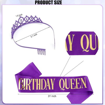 90. Geburtstag Schärpe & Diadem Set – Lila Mit „90 & Fabulous“ – Inkl. Perlennadel Für Damen-Party
