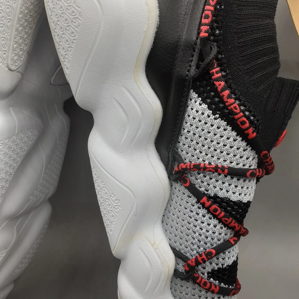 Zapatillas Champion Meloso Flux para niños 6,5 jóvenes grandes negras concreto rojo. A244 Foto 4 de 4