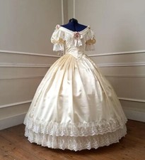 Victorian Princess Lace Gown Pink Victorian Puffy Wedding Dress Custom Made  