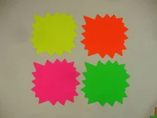 100 Star Burst 4.5" x 4.75" Sign Cards 4 - Colors Retail Store Supplies