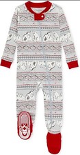    Burt  s Bees Baby Organic Polar Bear Fair Isle Footed Pajama Sz 12M