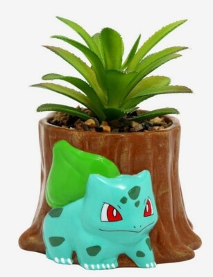 Pokémon Bulbasaur Tree Stump Faux Succulent Planter