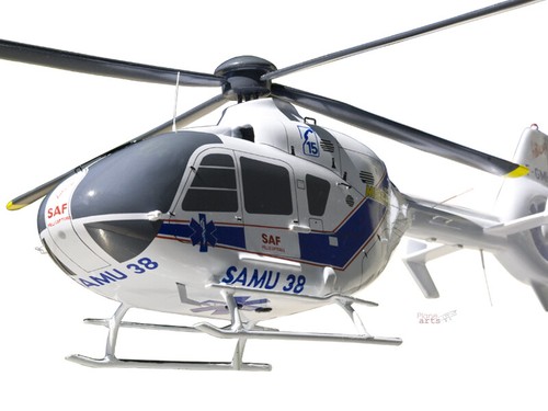 Airbus Eurocopter EC135 Samu 38 Solid Wood Handcrafted Desktop Helicopter Model - Picture 3 of 12