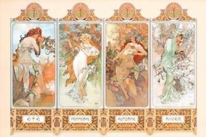 Alphonse Mucha “The Four Seasons” Art Reproduction Poster 24 x 36 