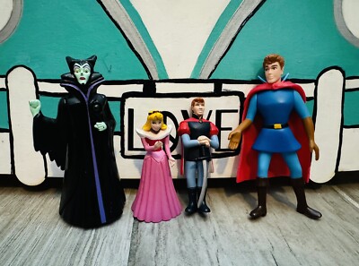 Disney Sleeping Beauty PVC Figure Lot Of 4 Aurora Maleficent Fairy Cake Toppers