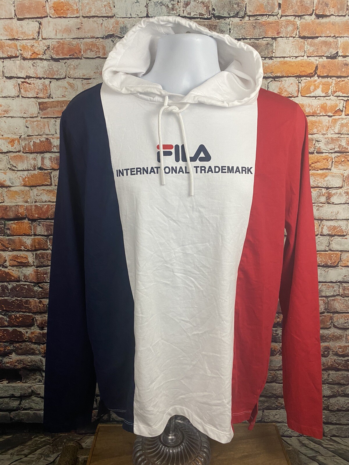 FILA International Trademark Pullover Felpa con Cappuccio Colorblock Medium