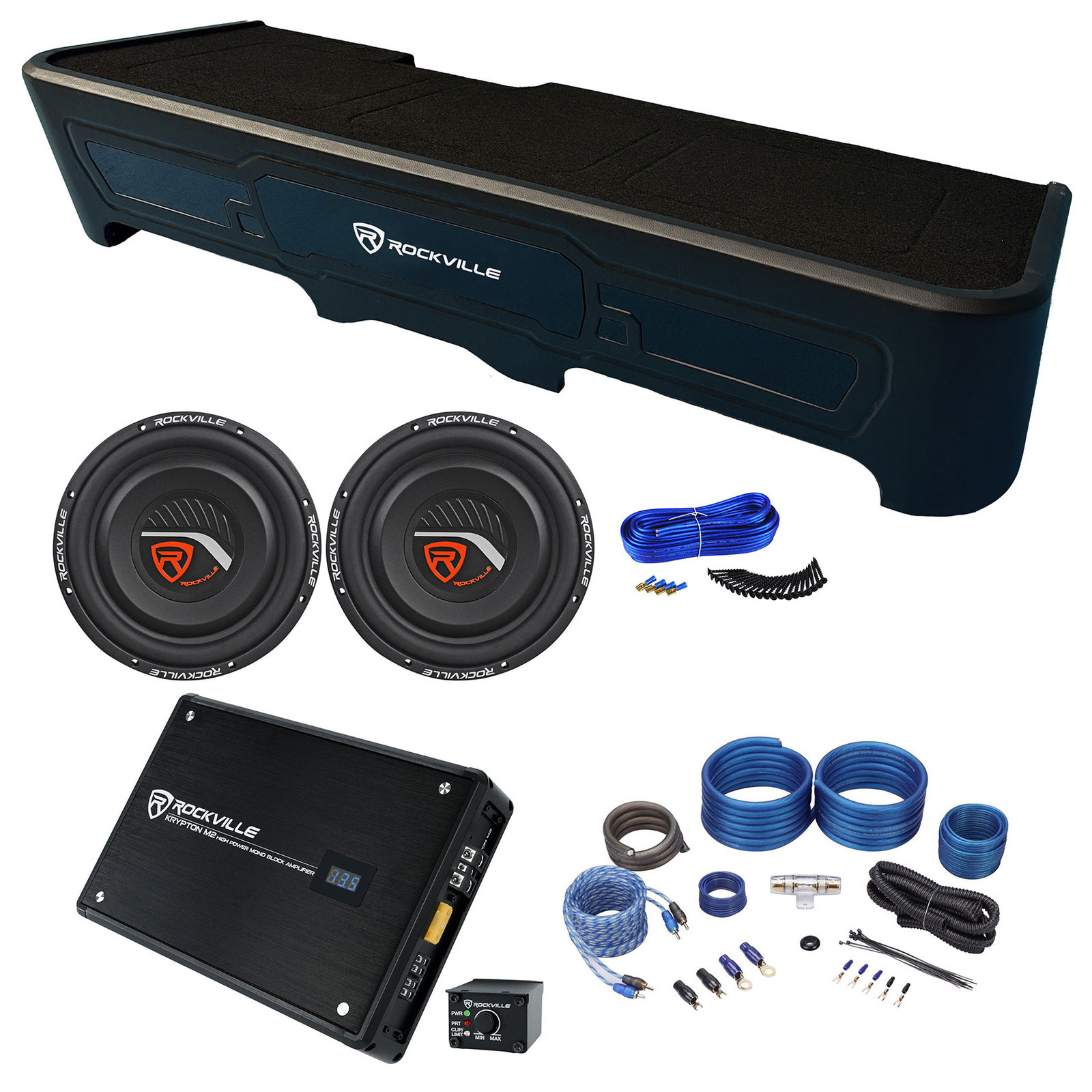 Rockville 2 12 сабвуферов Моноусилитель Корпус для 2019 года выпуска GMCChevy Crew Cab 78890₽