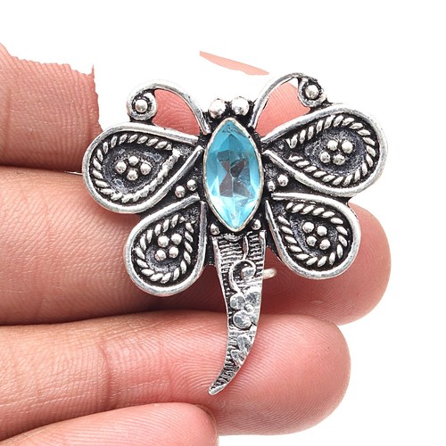 Broche Papillon Signée GAS - Made In France St Tropez - Métal Et Strass - Occasion Bon État