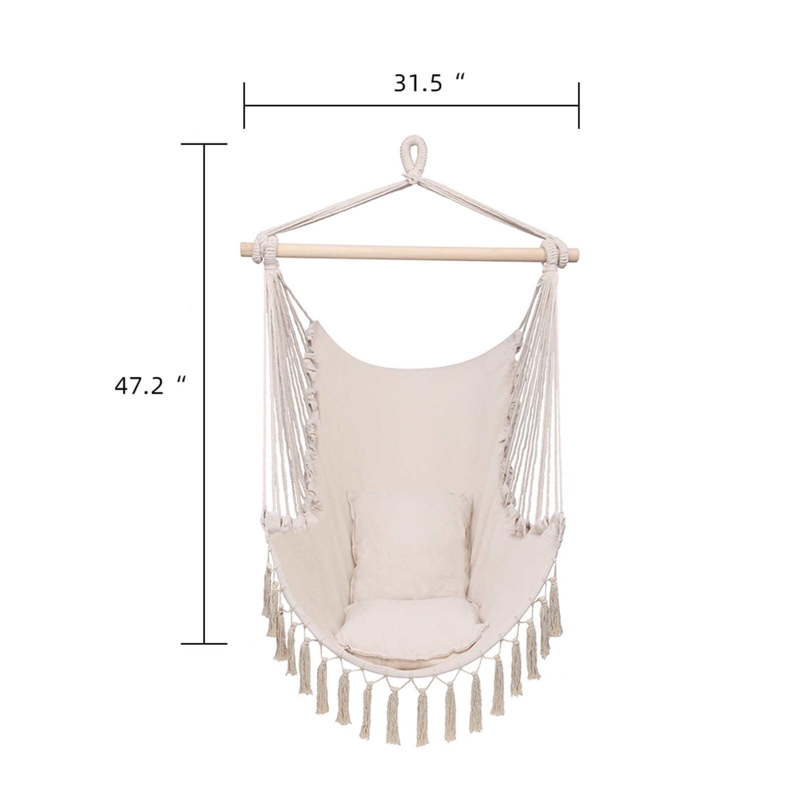 Swing Hanging Rope Net Chair Porch Patio With 2 Cushions Us