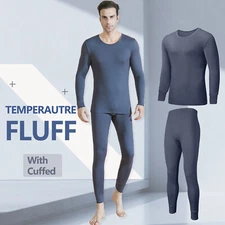 Mens 2PC Thermal Underwear Set Top Bottom Long John With Cuffed Johns Pants US