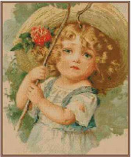 Sweet Bo Peep from Maud Humphrey Bogart Print Cross Stitch Chart t#50-108