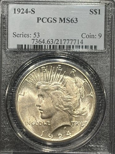 1924-S PEACE DOLLAR PCGS MS63