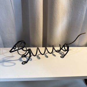 Metal Wire Sculpture Dachshund Doxie Weiner Dog Curly Junk Yard Style