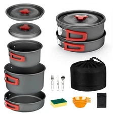13pcs Camping Cookware, Portable Camping Essentials with Accessories, C