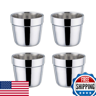 Teamfar Coffee Cup Espresso Cup Mug Set Of 4 Double Wall Stainless Steel Tea