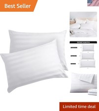 4 Pack 100 Egyptian Cotton Queen Pillow Protector with Hidden Zipper, 400 Th...