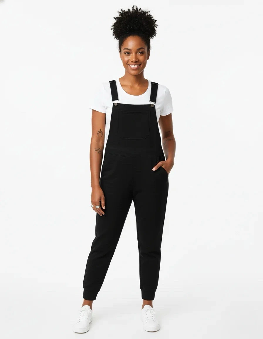 $99 Swoveralls Overalls Womens Small Black Athleisure Jogger Comfycore Pockets