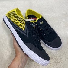 NWT Feiyue Fe Lo 1920 EXO Black Yellow Canvas Low Top Parkour Sneakers M10 W12