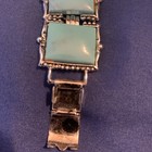 Vintage Karu Arke Faux Turquoise Silver Tone Clasp Bracelet — photo 7