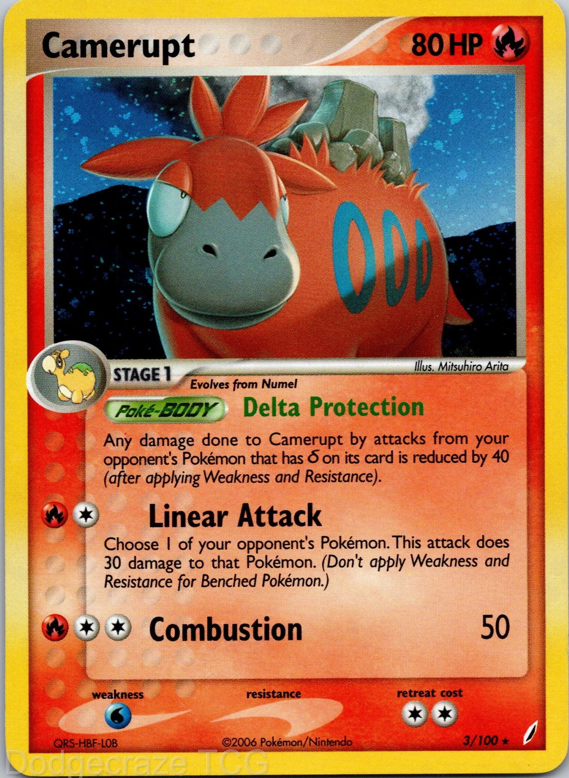 Camerupt 3/100 Holo Rare Crystal Guardians Pokemon NM