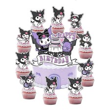 25Pcs Birthday Party Supplies Pack with Cake Topper and 24 Cupcake Toppers
