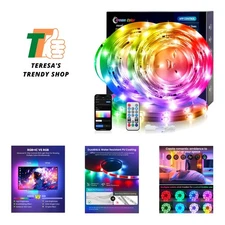 LED Lights for Bedroom, 32.8ft2 Rolls of 16.4ft Smart RGB+IC LED Strip Lights...