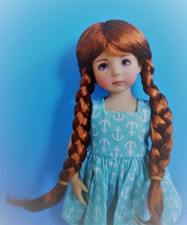 Carrot red wig with long braids Size 8 for Effner Little Darling doll HTF