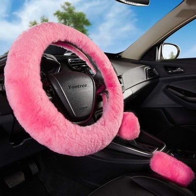 Fashion Fluffy Steering Wheel Covers for Women/Girls/Ladies Australia Pure Wool