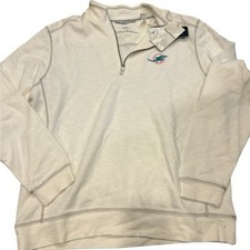 Tommy Bahama NFL Miami Dolphins Cream Zip-Up Sweater Large