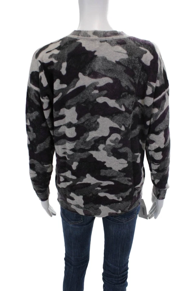 27 英里女式羊绒针织迷彩套衫毛衣上衣紫色 S 码 — 第 3/4 张图片