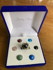 Sterling Silver 925 Ring With 7  Changeable Gems Size 6 With Original Box