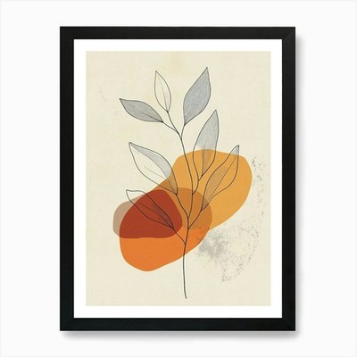 Strichzeichnung eines Blattes 43 Kunstdruck gerahmt Wandbild Poster Leinwanddruck Bild
