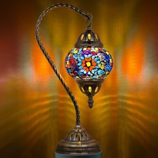 Tiffany Style Stained Glass Table Lamp, Handmade Turkish Moroccan Mosaic Glas...