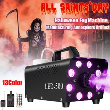 Smoke Machine with 13 Colorful LED Lights Effect 500W and 2000CFM Fog Remote