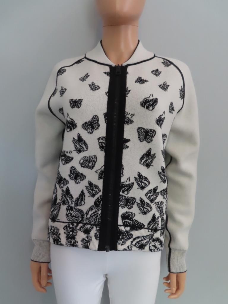 Christian Dior 蝶刺繍ニットS Christian Dior Black/Ecru Butterfly Knit Reversible Full-Zip