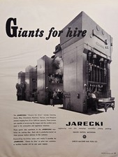 1953 Jarecki Machine and Tool Print Ad - Grand Rapids MI Giants for Hire Presses