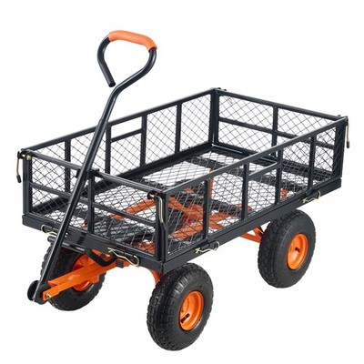 Metal Garden Dump Cart 880 lbs Capacity 10'' Tires 3.2 cu.ft