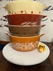 Vintage Pyrex  Dynasty, Trailing Flowers,  A Harvest & Early Am Lot of 4 # 475