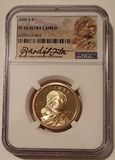 2006 S Native American Sacagawea Dollar PF70 UC NGC Randy'L Teton Signed (B)