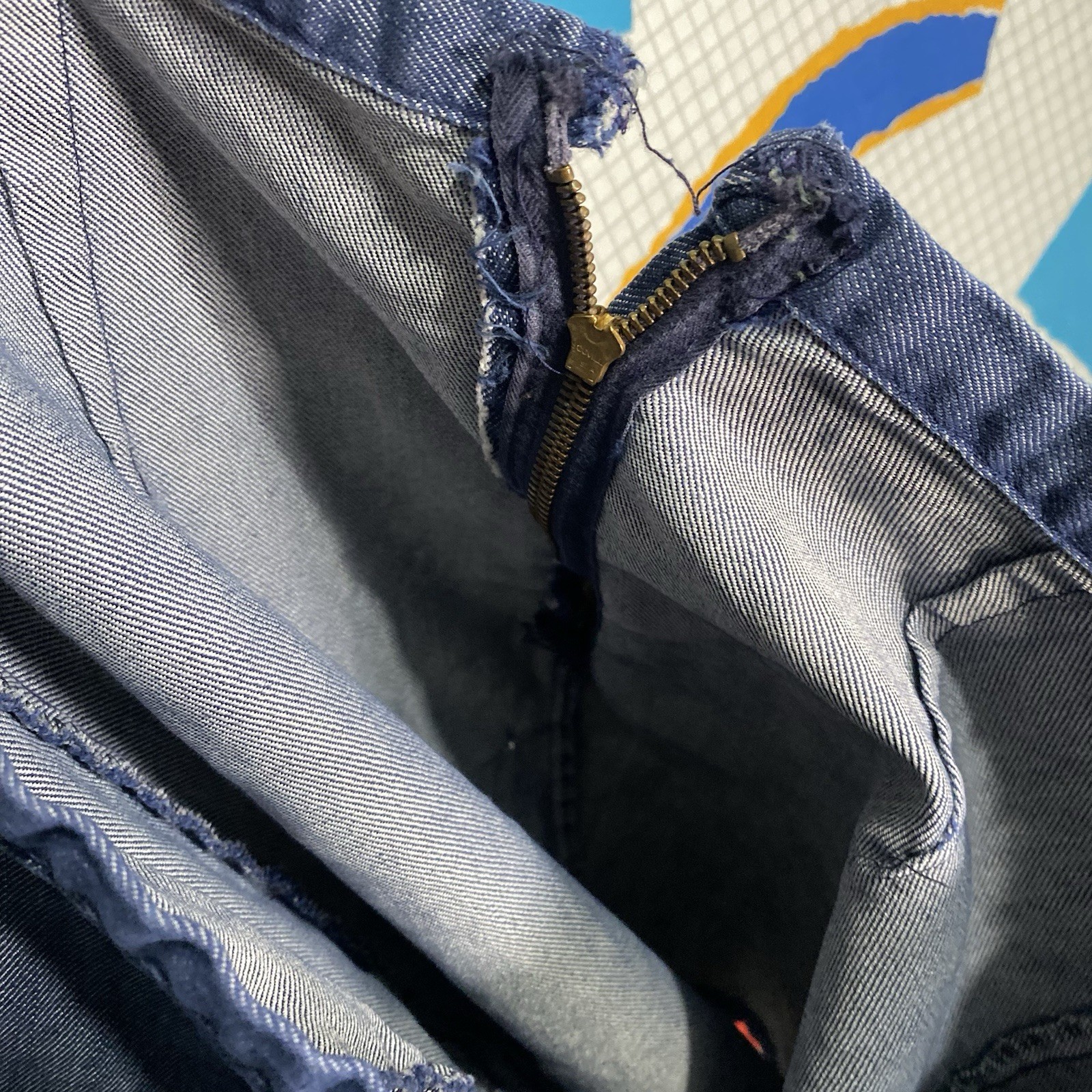 Vintage 50s Carol Brent Denim Shorts Side Zip 30 Large High Waist Pleated Indigo