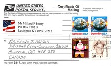 GOLDPATH: US cover 2011 Lexington, KY to Canada machine cancel CV917_P09