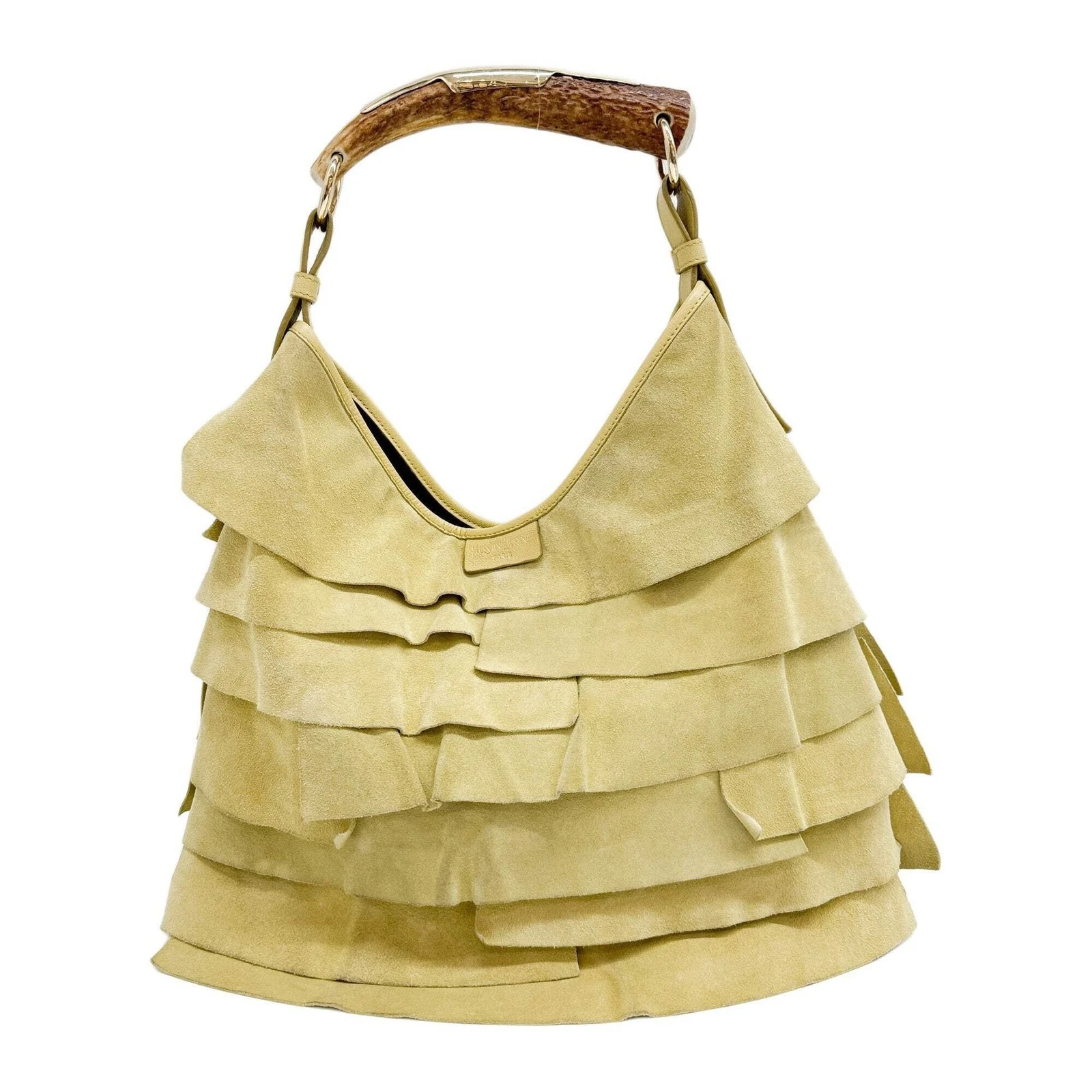 Saint Laurent — SAINT LAURENT Mombasa Saint Tropez Pear Green Suede Shoulder Bag