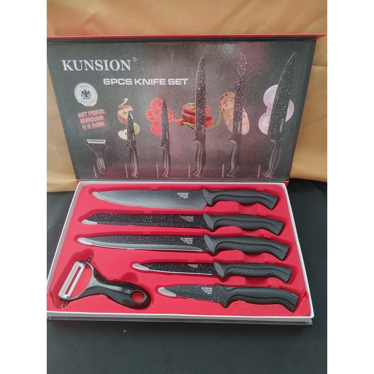 Kunsion 6-Piece Non-Stick Marble Coated Kitchen Knife Set (KS-6620