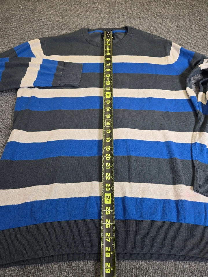 Quiksilver мужской большой полоски Crewneck свитер синий серый хлопок смесь серфинга коньков - Изображение 4 из 4